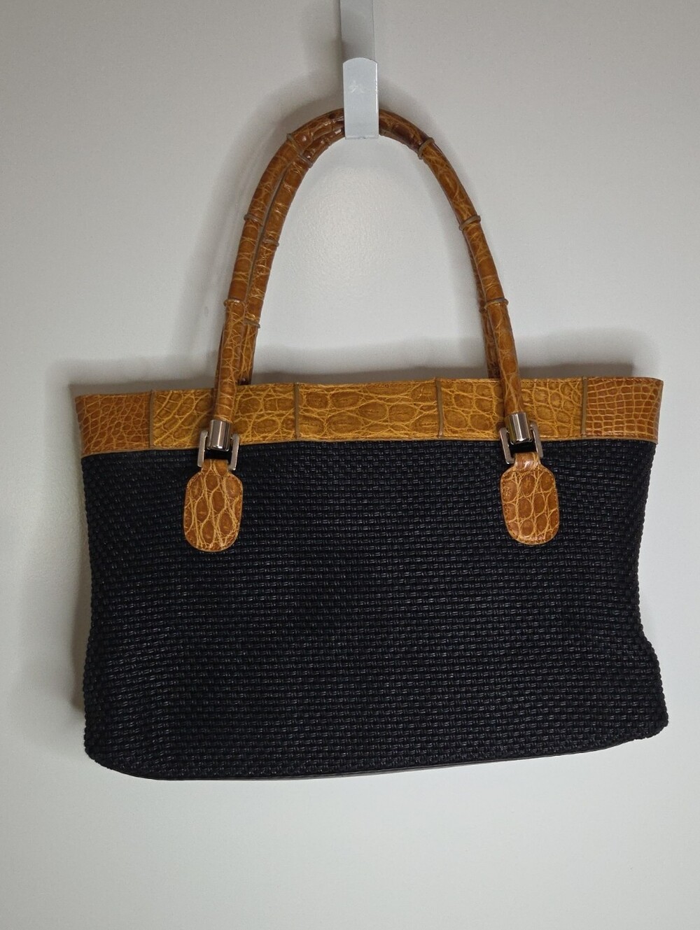 Vintage Suarez Black and Tan Structured Shoulder Bag